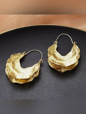 Gold Vintage Drop Hoop Earrings